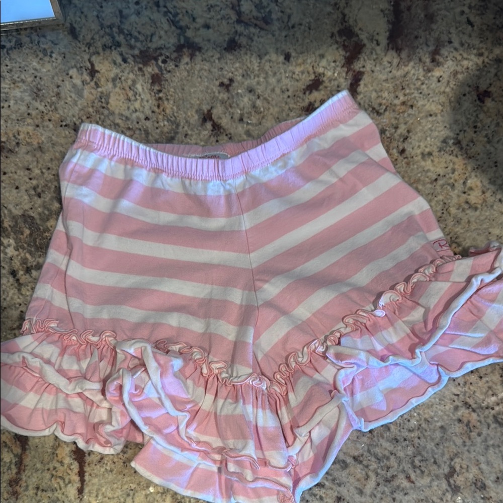 Ruffle Butts Pink and White Striped Diaper Cover with Ruffles
